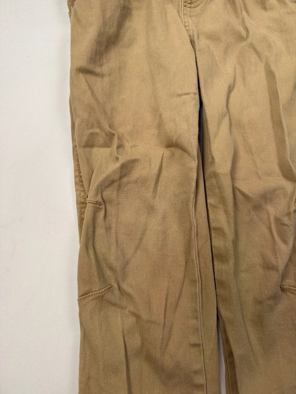 Plugg Tan Casual Cargo Pants Drawstring Waist Elastic Cuffs - Boys M